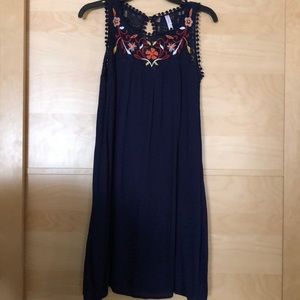 navy blue dress with embroidery